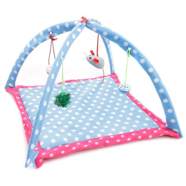 Cartoon Cat Play Tent Multifunctional Cat Hammocks Kitten Sleep Bed Foldable Cat Mat with Balls Cat Play House Toy - ZEYTONCART