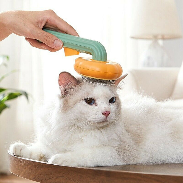 Pet Pumpkin Brush, Pet Grooming Self Cleaning Slicker Brush For Dogs Cats Puppy Rabbit, Cat Brush Grooming Gently Removes Loose Undercoat, Mats Tangled Hair Slicker Brush - ZEYTONCART