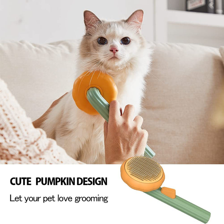 Pet Pumpkin Brush, Pet Grooming Self Cleaning Slicker Brush For Dogs Cats Puppy Rabbit, Cat Brush Grooming Gently Removes Loose Undercoat, Mats Tangled Hair Slicker Brush - ZEYTONCART