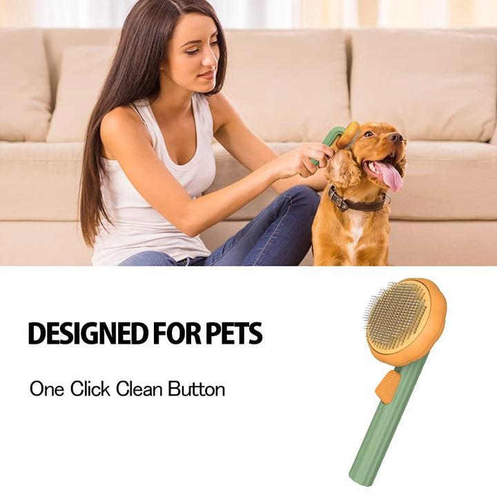 Pet Pumpkin Brush, Pet Grooming Self Cleaning Slicker Brush For Dogs Cats Puppy Rabbit, Cat Brush Grooming Gently Removes Loose Undercoat, Mats Tangled Hair Slicker Brush - ZEYTONCART