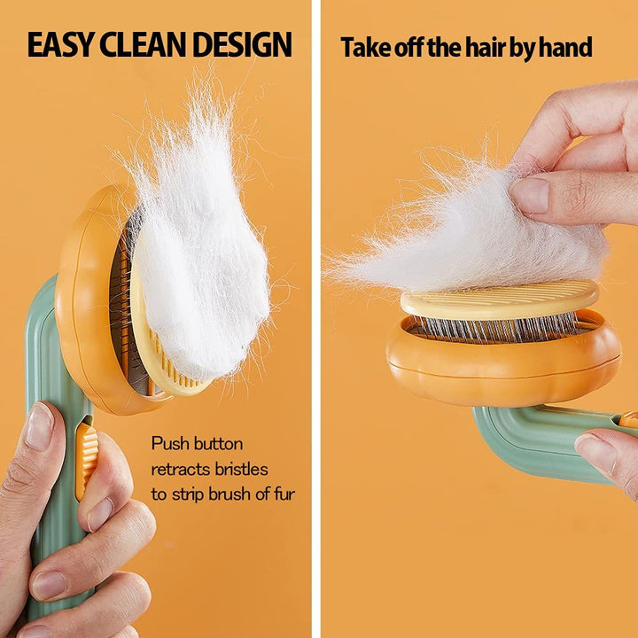 Pet Pumpkin Brush, Pet Grooming Self Cleaning Slicker Brush For Dogs Cats Puppy Rabbit, Cat Brush Grooming Gently Removes Loose Undercoat, Mats Tangled Hair Slicker Brush - ZEYTONCART