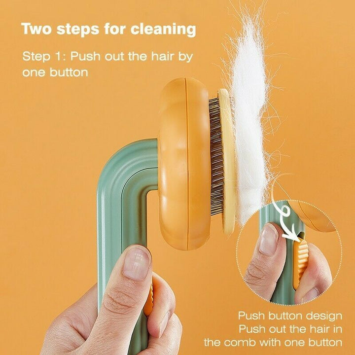 Pet Pumpkin Brush, Pet Grooming Self Cleaning Slicker Brush For Dogs Cats Puppy Rabbit, Cat Brush Grooming Gently Removes Loose Undercoat, Mats Tangled Hair Slicker Brush - ZEYTONCART