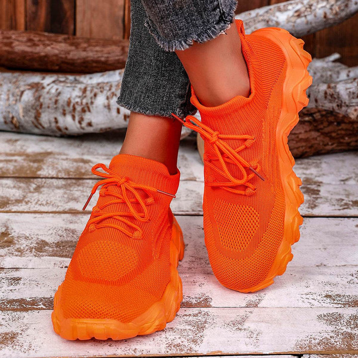 Lace-up Sneakers Lightweight Breathable Mesh Shoes Slip-on Running Walking Shoes For Women - ZEYTONCART