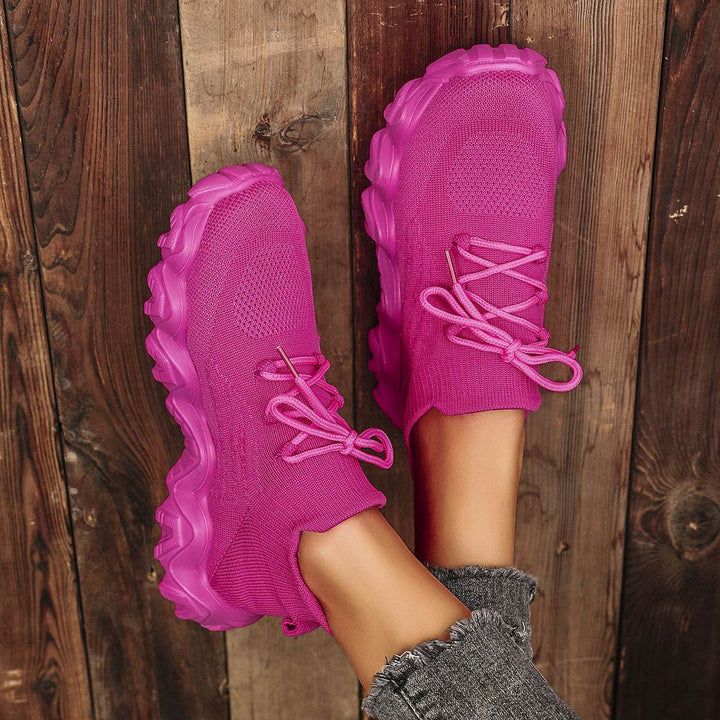 Lace-up Sneakers Lightweight Breathable Mesh Shoes Slip-on Running Walking Shoes For Women - ZEYTONCART