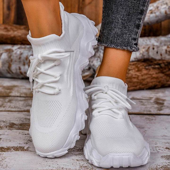 Lace-up Sneakers Lightweight Breathable Mesh Shoes Slip-on Running Walking Shoes For Women - ZEYTONCART