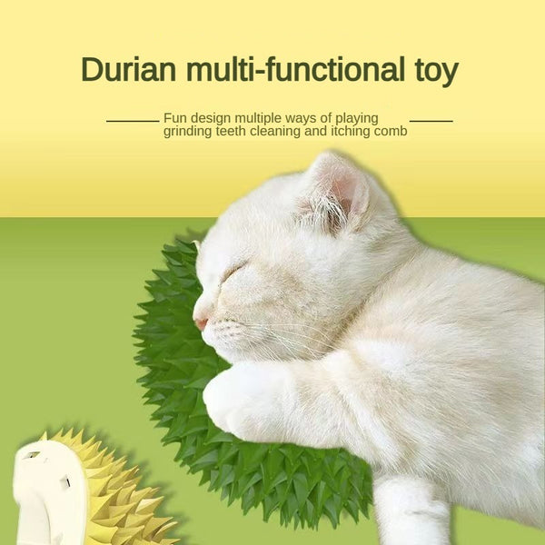 Durian Cat Brush, Dog Cat Self Groomer, Wall Corner Scratcher Massage Combs Durian Shape Molars Eat Slowly Toys Multifunctional Scratch Massager Tool Pets Clean Teeth Healthy Toys - ZEYTONCART
