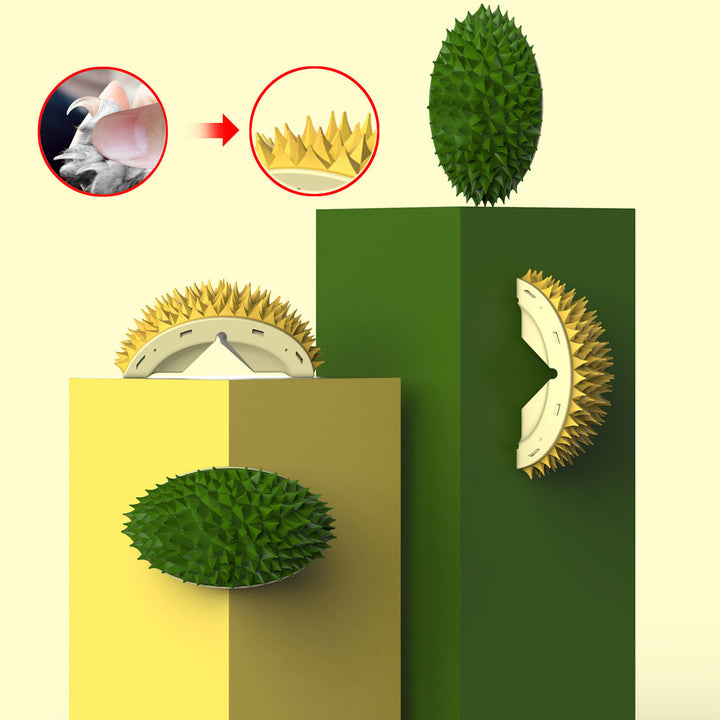 Durian Cat Brush, Dog Cat Self Groomer, Wall Corner Scratcher Massage Combs Durian Shape Molars Eat Slowly Toys Multifunctional Scratch Massager Tool Pets Clean Teeth Healthy Toys - ZEYTONCART