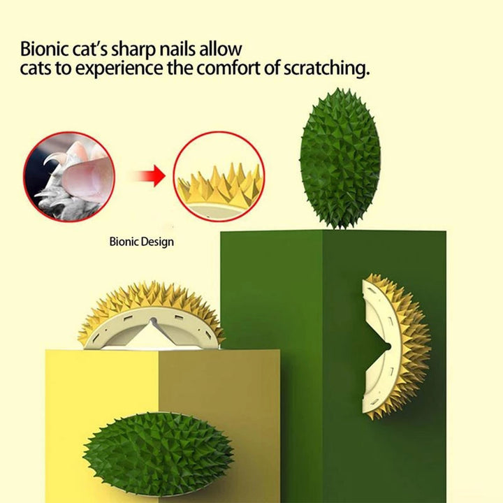 Durian Cat Brush, Dog Cat Self Groomer, Wall Corner Scratcher Massage Combs Durian Shape Molars Eat Slowly Toys Multifunctional Scratch Massager Tool Pets Clean Teeth Healthy Toys - ZEYTONCART