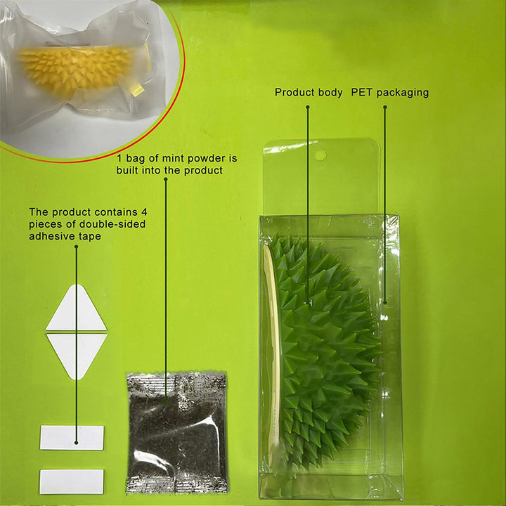 Durian Cat Brush, Dog Cat Self Groomer, Wall Corner Scratcher Massage Combs Durian Shape Molars Eat Slowly Toys Multifunctional Scratch Massager Tool Pets Clean Teeth Healthy Toys - ZEYTONCART