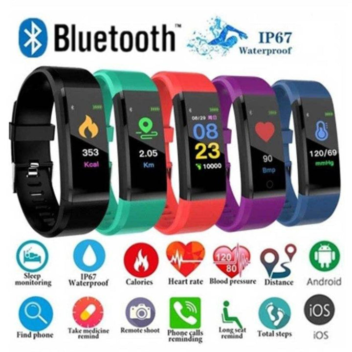 Screen Smart Wristband Heart Rate Monitor Fitness Activity Tracker 115plus Smart Band Color Blood Pressure Music Remote Control - ZEYTONCART