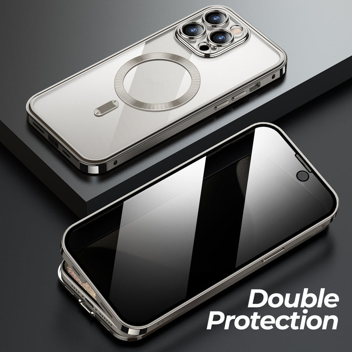 Anti-Privacy Metal Buckle Magnetic Support Wireless Charging Double-Sided Lens Full Cover Phone Case Protective Cover - ZEYTONCART