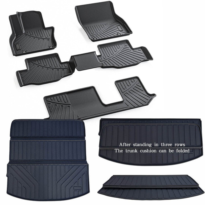 Floor Mats & Large Cargo Liners Compatible For 2024 Mazda Cx-90 TPE All Weather 3 Row Floor Liners And Trunk Mat Mats Accessories-Black.-Only Fit 6 & 7 & 8 Seats - ZEYTONCART
