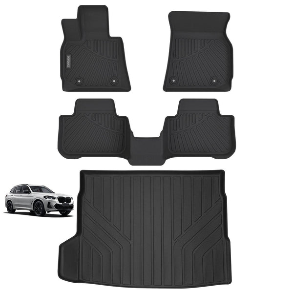 JIYOUKL Floor Mats & Cargo Liners Compatible For 2025 BMW X3 All Weather 2 Row Floor Liners And Trunk Mat Mats Accessories-Black - ZEYTONCART