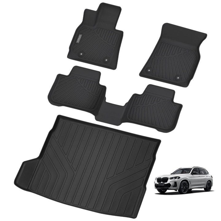 JIYOUKL Floor Mats & Cargo Liners Compatible For 2025 BMW X3 All Weather 2 Row Floor Liners And Trunk Mat Mats Accessories-Black - ZEYTONCART