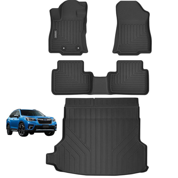 Floor Mats & Cargo Liners Compatible For 2025 Subaru Forester All Weather 2 Row Floor Liners And Trunk Mat Odorless Anti-Slip Rubber Mats-Black - ZEYTONCART