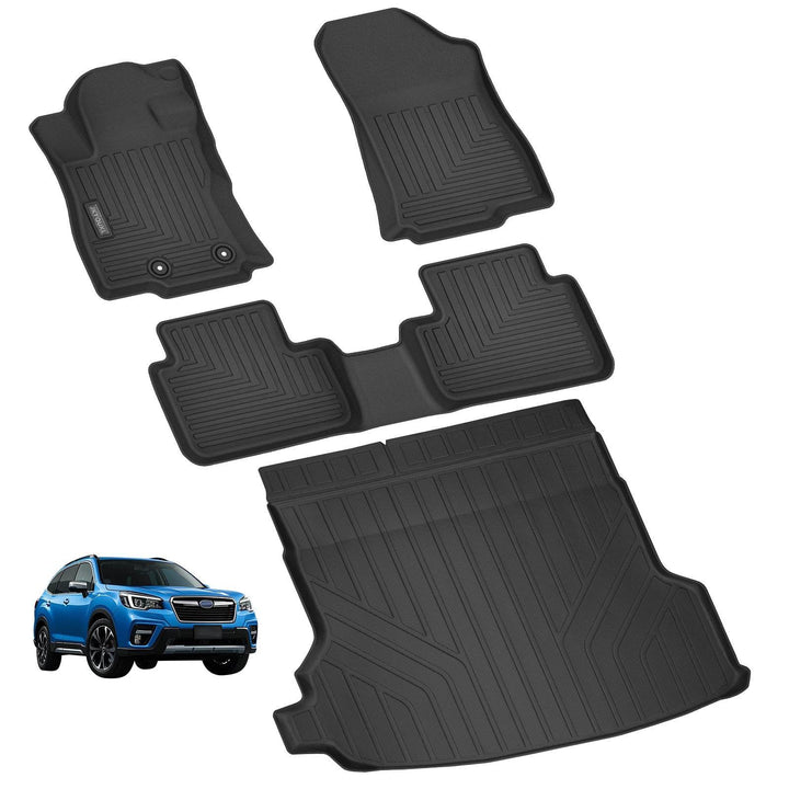 Floor Mats & Cargo Liners Compatible For 2025 Subaru Forester All Weather 2 Row Floor Liners And Trunk Mat Odorless Anti-Slip Rubber Mats-Black - ZEYTONCART