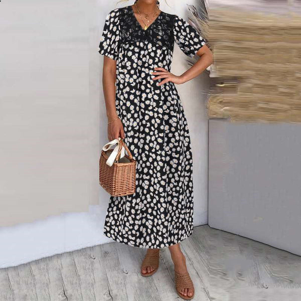 Floral short sleeve dress - ZEYTONCART