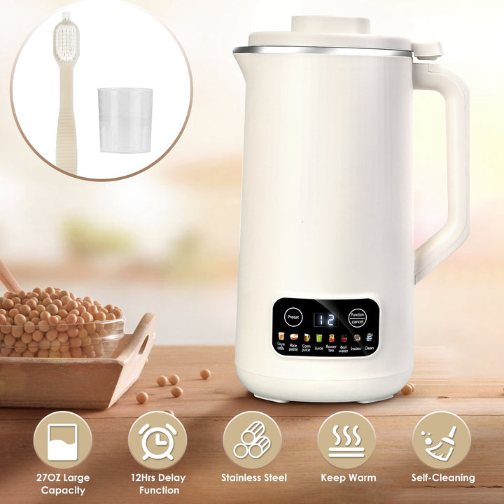 1Pc 27OZ Nut Milk Maker With 12Hours Delay Function Self-Cleaning Keep Warm Automatic Soy Milk Maker Machine For Homemade Soya Milk Rice Paste Juice Corn Juice Flower Tea Boil Water - ZEYTONCART