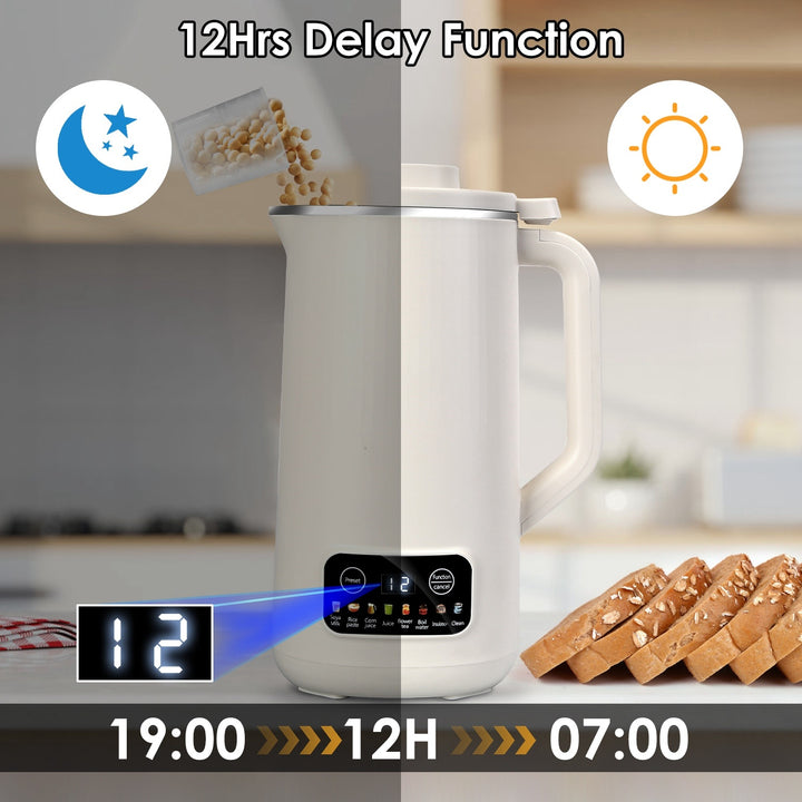 1Pc 27OZ Nut Milk Maker With 12Hours Delay Function Self-Cleaning Keep Warm Automatic Soy Milk Maker Machine For Homemade Soya Milk Rice Paste Juice Corn Juice Flower Tea Boil Water - ZEYTONCART
