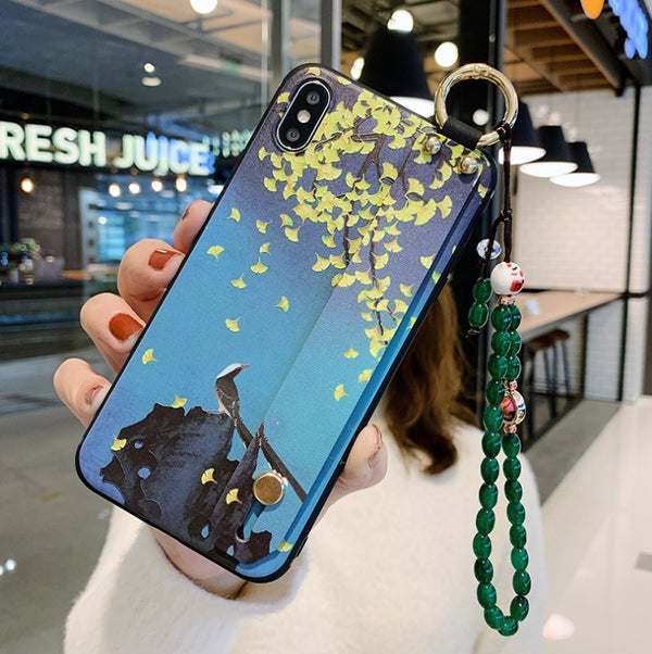 Compatible with Apple, Rose Flowers Wrist Strap phone Cases For iPhone - ZEYTONCART