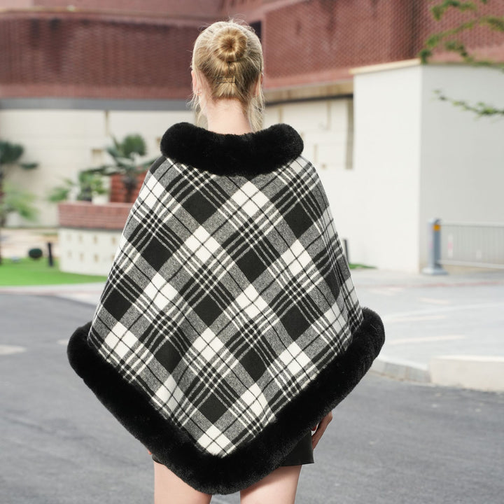 Elegant Autumn And Winter Warm Cloak Fleece-lined Thickened Fur Shawl - ZEYTONCART