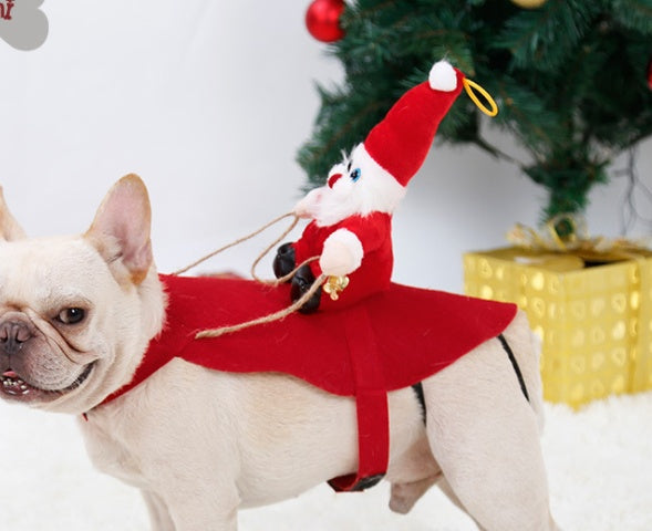 Dog Christmas Clothes Santa Claus Riding Deer - ZEYTONCART