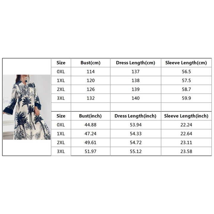 Women's Plus Size Elegant Floral Ink Painting Casual Tunic Dress Notched V Neck Long Sleeve Maxi Dress - ZEYTONCART
