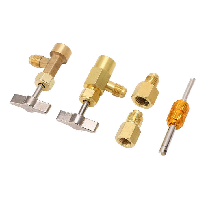 R134A Self Sealing Can Tap Valve Brass Puncture Style Dispenser Valve with Refrigerant Tank Adapters for Air Condition - ZEYTONCART