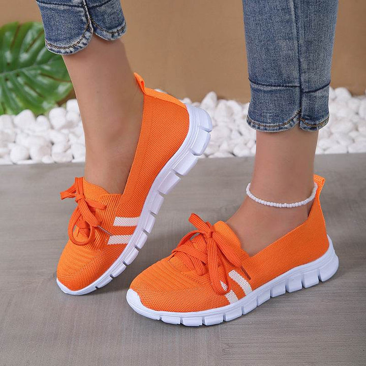 Casual Lace-up Mesh Shoes Preppy Flats Walking Running Sports Shoes Sneakers For Women - ZEYTONCART
