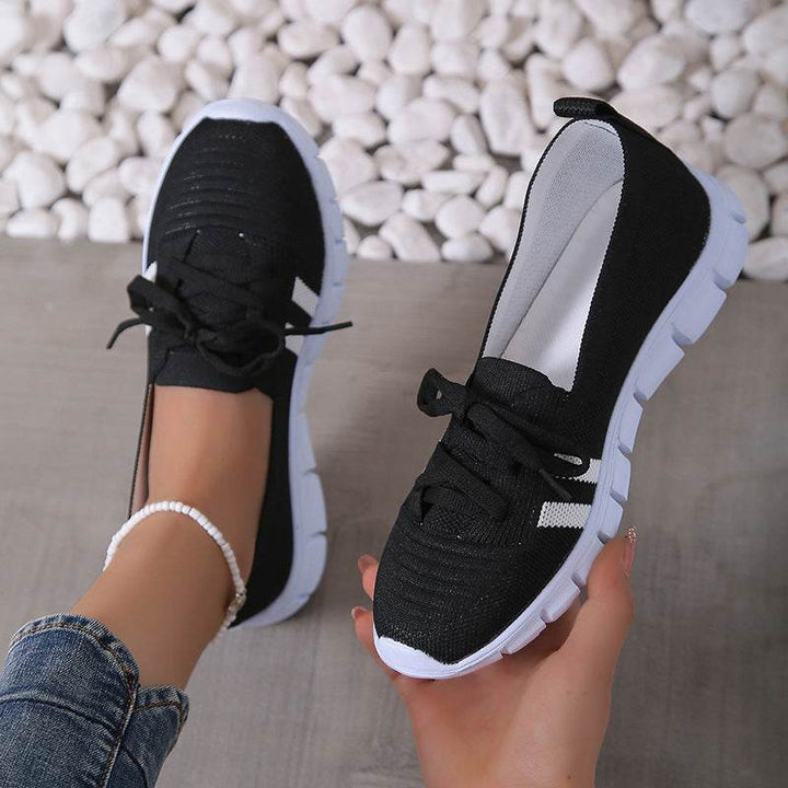 Casual Lace-up Mesh Shoes Preppy Flats Walking Running Sports Shoes Sneakers For Women - ZEYTONCART