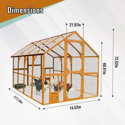 Wooden Chicken Coop Large Kitten Playpen With Waterproof Cover And Two Small Gates For Chicken Run - ZEYTONCART