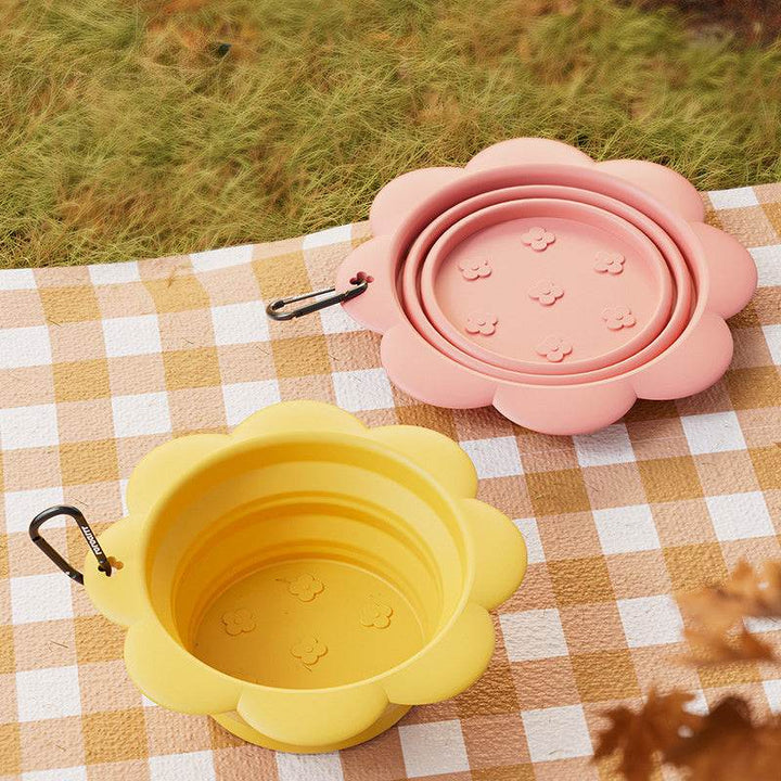 Dog Collapsible Bowl Folding Silicone Pet Travel Bowls Food Water Feeding BPA Free Foldable Cup Dish With Carabiner - ZEYTONCART