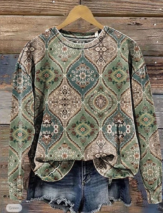 European And American Printing Long Sleeve Casual Top Autumn Winter Sweater - ZEYTONCART