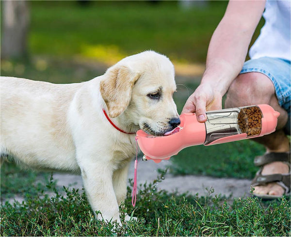 Pet Water Bottle Feeder Bowl Garbage Bag Storage Portable Pet Outdoor Travel 3 In 1 Dog Water Bottle - ZEYTONCART