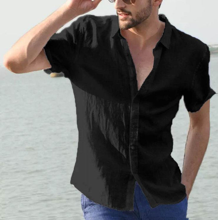 Summer Short-sleeved Shirt Casual Button Tops Men Clothing - ZEYTONCART