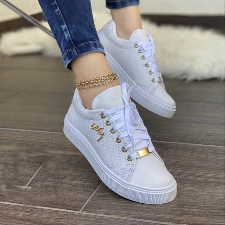 Women Flat Sneakers Breathable Lace-up Shoes For Girls - ZEYTONCART