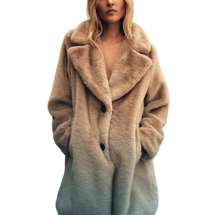 Fall Winter Fashion Artificial Fur Women's Warm Mid-length Coat - ZEYTONCART