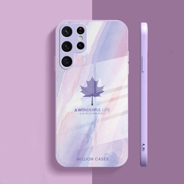 Motivational Quote Phone Case – Maple Leaf Design | Soft TPU + Glass Back - Samsung - ZEYTONCART