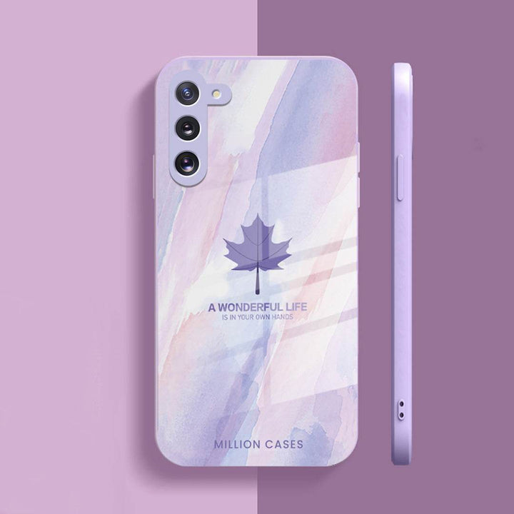 Motivational Quote Phone Case – Maple Leaf Design | Soft TPU + Glass Back - Samsung - ZEYTONCART
