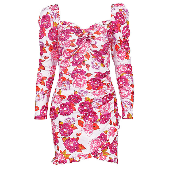 Ruffled floral print dress - ZEYTONCART