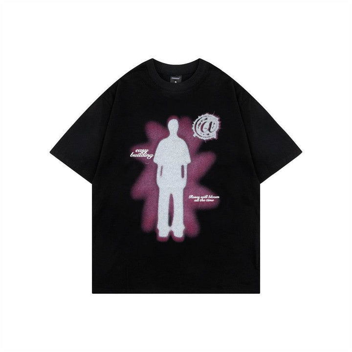 Human Shadow Print Short Sleeve Men Clothing Summer - ZEYTONCART