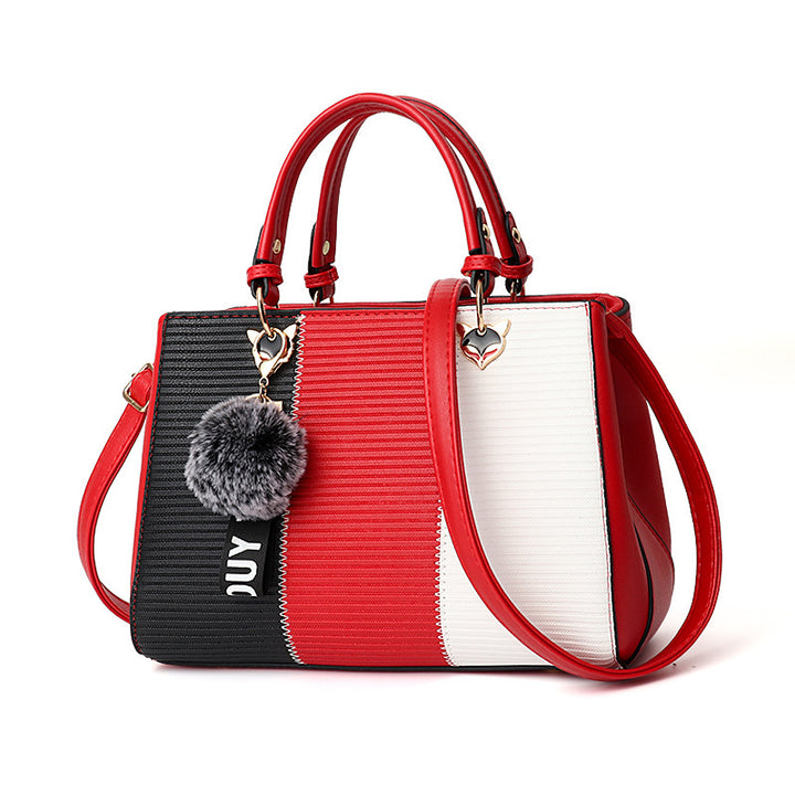 Women Hairball Ornaments Totes Patchwork Handbag Party Purse Ladies Messenger Crossbody Shoulder Bags Women Handbags - ZEYTONCART