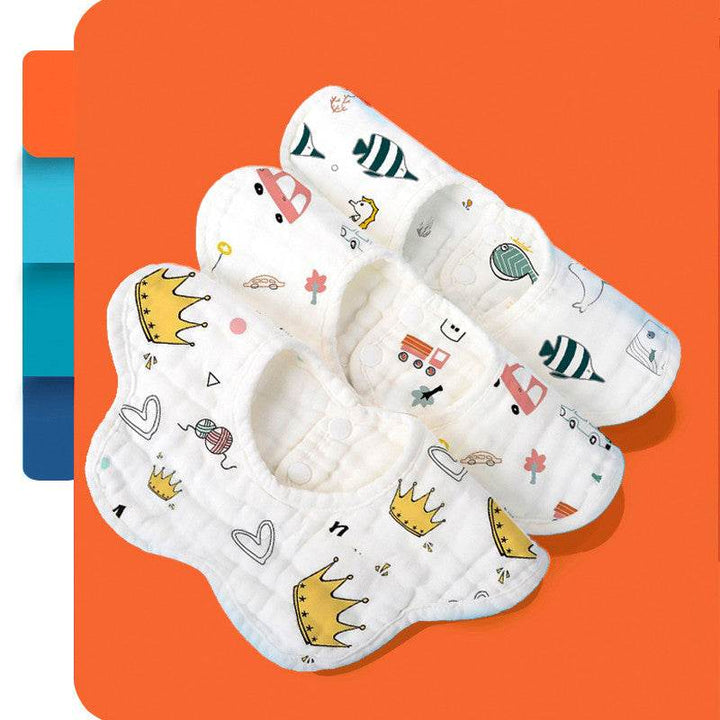 Rotating Flower Waterproof Baby Cloths Saliva Towel Cartoon Soft Round Baby Bibs Feeding Scarf - ZEYTONCART