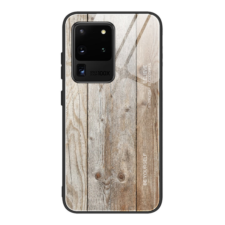 Wood grain tempered glass phone case - ZEYTONCART