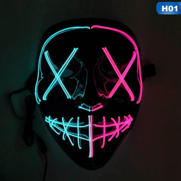 Scary face with blood horror thriller LED glow mask - ZEYTONCART