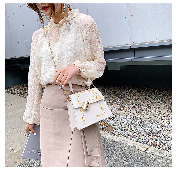 Fashion embroidered small square bag - ZEYTONCART