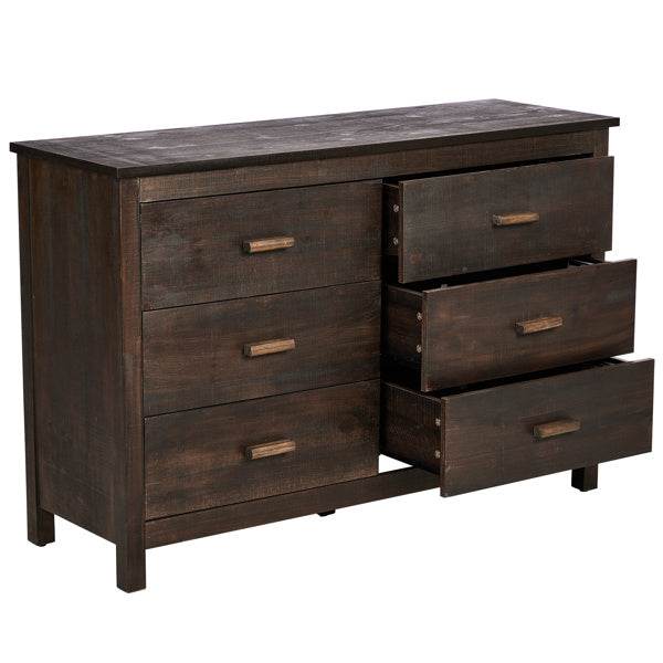 Brown MDF Veneer 120x40x80 Double-row Six-drawer Chest Of Drawers - ZEYTONCART