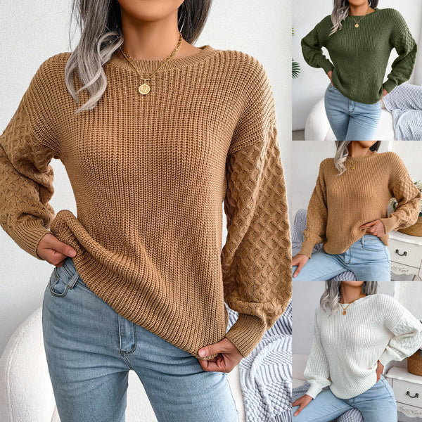 Autumn And Winter Casual Lantern Long Sleeve Knitted Sweater Women's Clothing - ZEYTONCART
