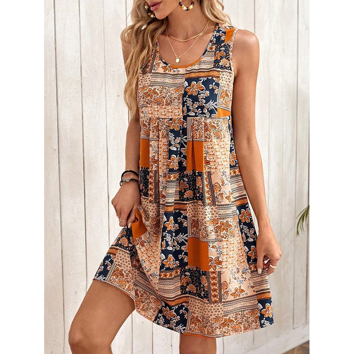 Women's Summer Dress Sleeveless Floral Boho Sundress Swimsuit Coverup Casual Loose Beach Vacation Tank Dresses - ZEYTONCART