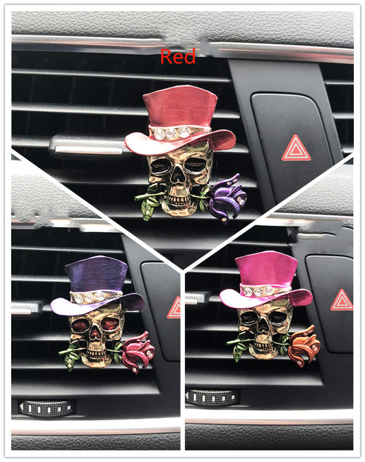 Halloween New Funny Retro Metal Skull Fashion Alloy Retro Roses Purses Anime Car Decoration Car Accessories - ZEYTONCART